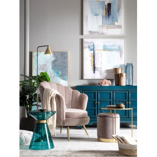 Armchair in velvet and gold steel feet - Giliola | Bizzotto