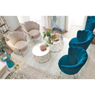 Armchair in velvet and gold steel feet - Giliola | Bizzotto