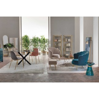 Armchair in velvet and gold steel feet - Giliola | Bizzotto