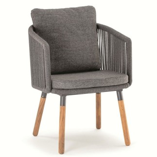 Outdoor Armchair with Teak Legs - Bahamas | Grattoni