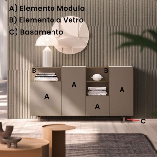 Credenza con Ripiani in Vetro - Modulo | Orme Design