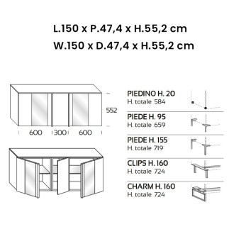 Madia in Legno con Ante in Vetro - Geny | Orme Light