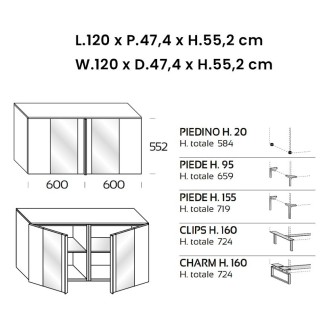 Madia in Legno con Ante in Vetro - Geny | Orme Light