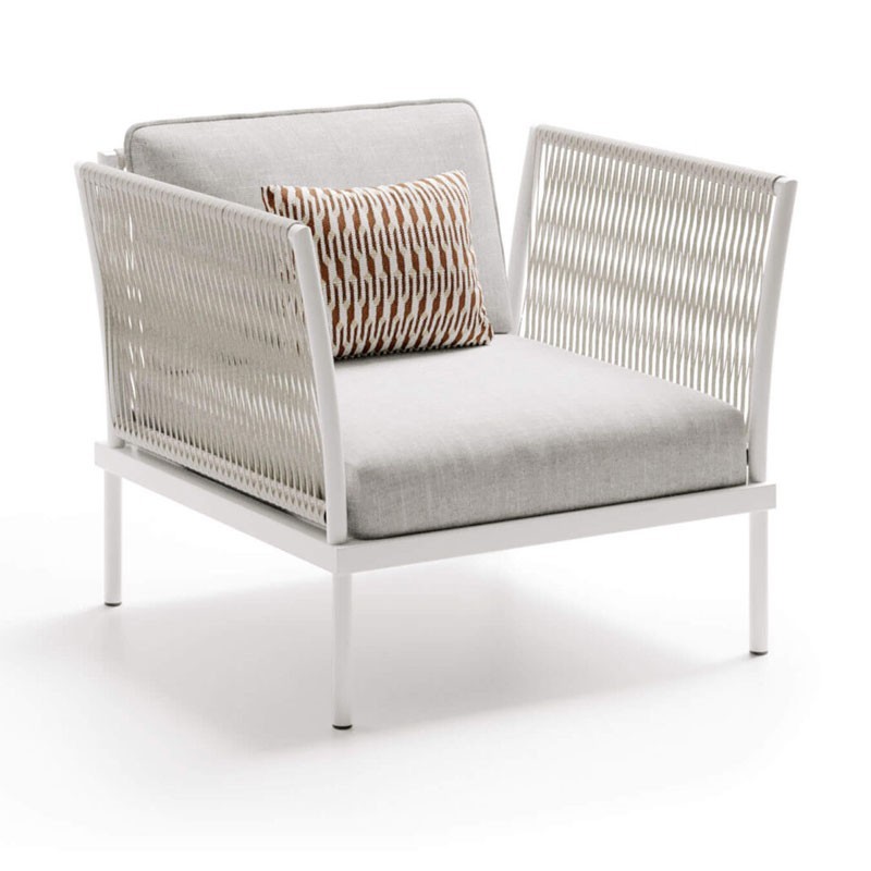 Outdoor armchair in aluminium and rope - Flash | Atmosphera