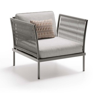 Outdoor armchair in aluminium and rope - Flash