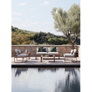 Outdoor sofa in aluminium and teak - Qubik | Atmosphera