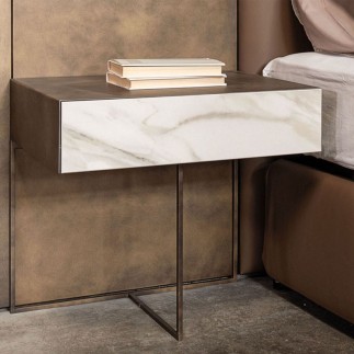 Metal Bedside Table with Drawer - Bogey | Ronda Design