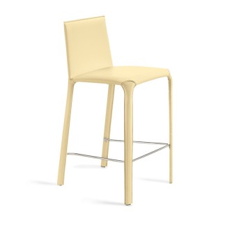 Jenia leather stool with woven backrest - Stools - ISA Project