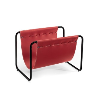 Ugo magazine rack in leather and steel | ISA Project