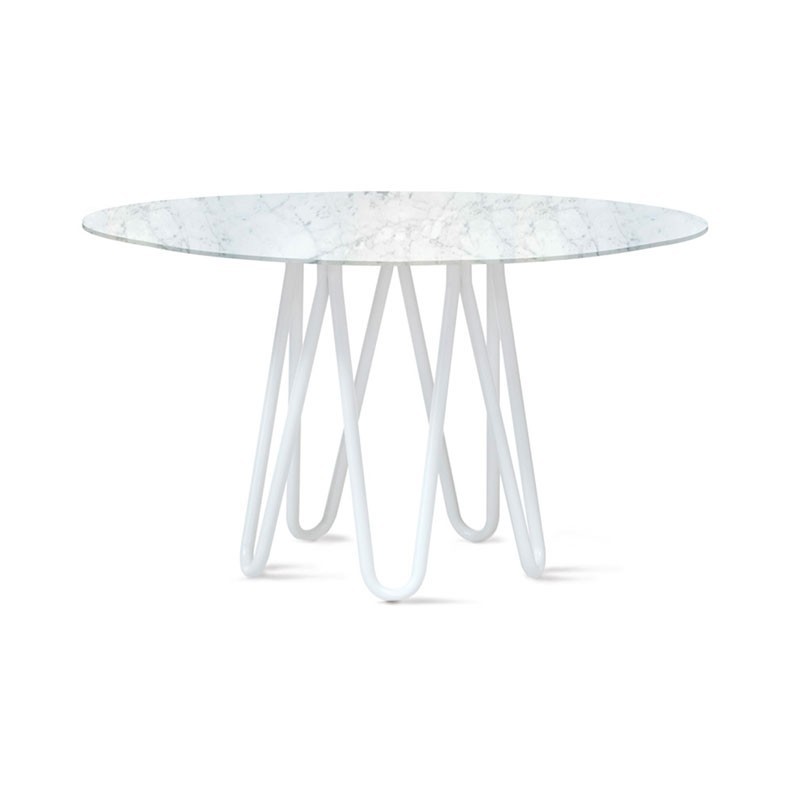 Round Table in Metal and Marble Top - Meduse | Casamania