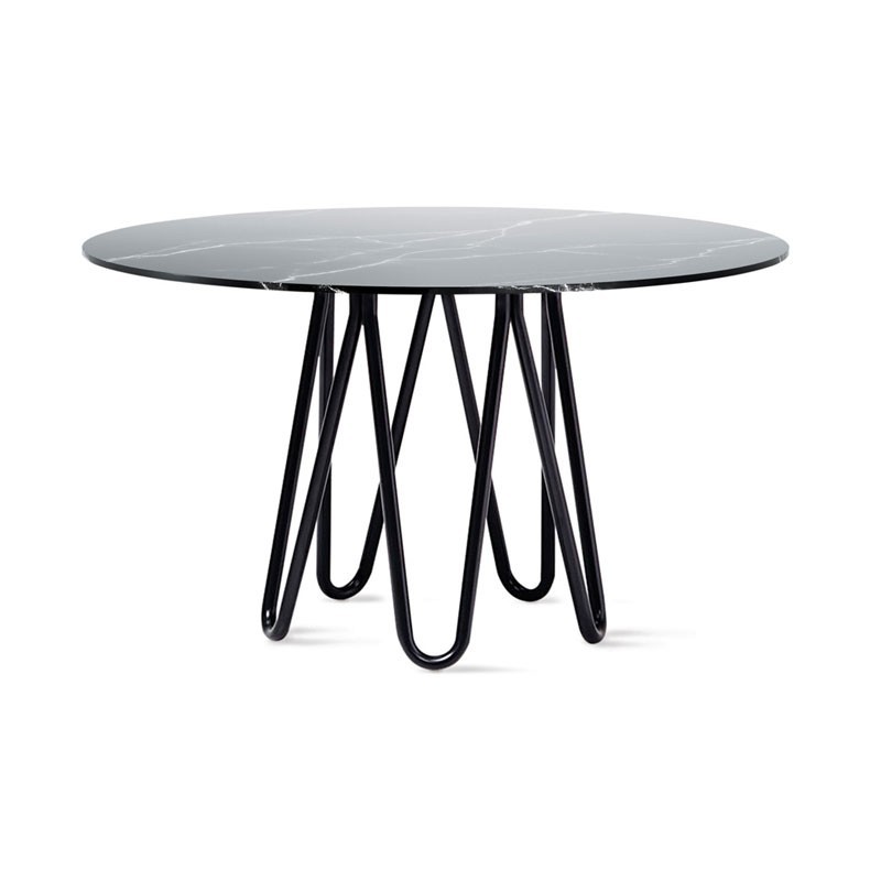 Round Table in Metal and Marble Top - Meduse | Casamania