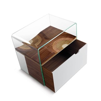 Coffee Table in Glass and Wood - Bifronte