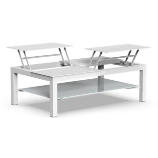 Opening coffee table for outdoor in aluminium and glass - Chic Big