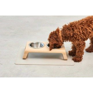 Double bowl for cat and dog in wood - Desco | Miacara