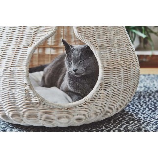 Cuccia per Gatto in Rattan Naturale - Perla | MiaCara