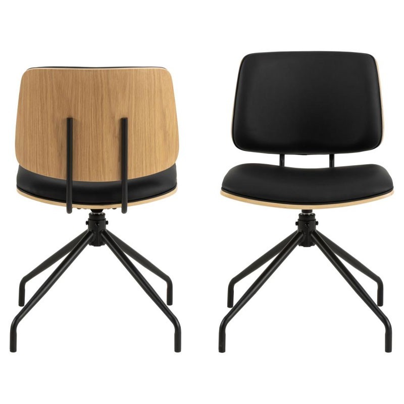 Swivel Chair in Polyurethane and Oak - Simon | Isarreda