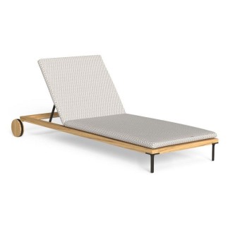 Stackable Sun Lounger in Wood and Fabric - Cleo Teak