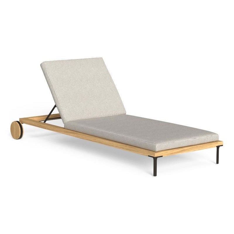 Stackable Sun Lounger in Wood and Fabric - Cleo Teak | IsaProject