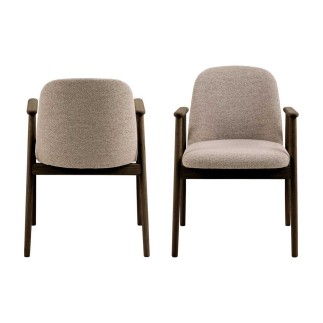 Upholstered Chair with Wooden Legs and Armrests - Leo | Isarreda
