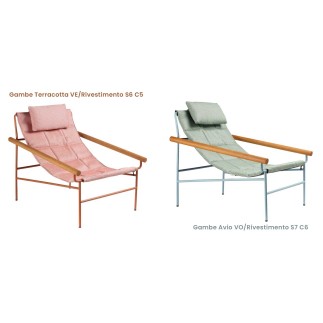 Outdoor Lounge Armchair with Wooden Armrests - Dress Code Glam | Scab