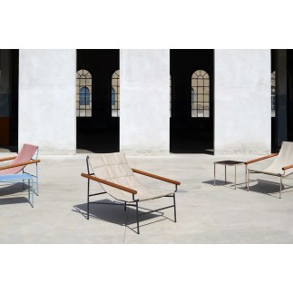 Outdoor Lounge Armchair with Wooden Armrests - Dress Code Glam | Scab