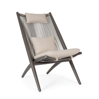 Lounge Armchair in Rope with Headrest - Aloha | Bizzotto