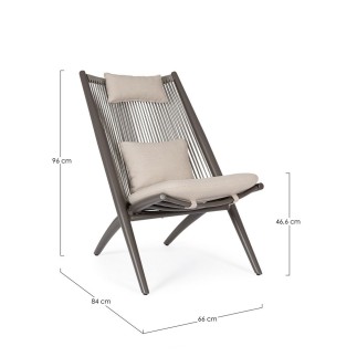 Lounge Armchair in Rope with Headrest - Aloha | Bizzotto