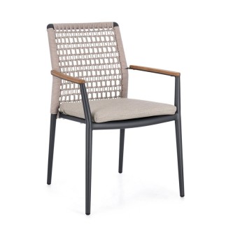 Stackable Armchair with Teak Armrests - Maddox | Bizzotto