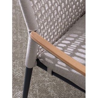 Stackable Armchair with Teak Armrests - Maddox | Bizzotto