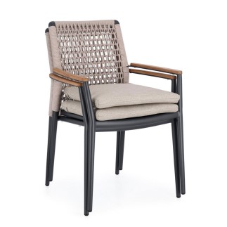 Stackable Armchair with Teak Armrests - Maddox | Bizzotto