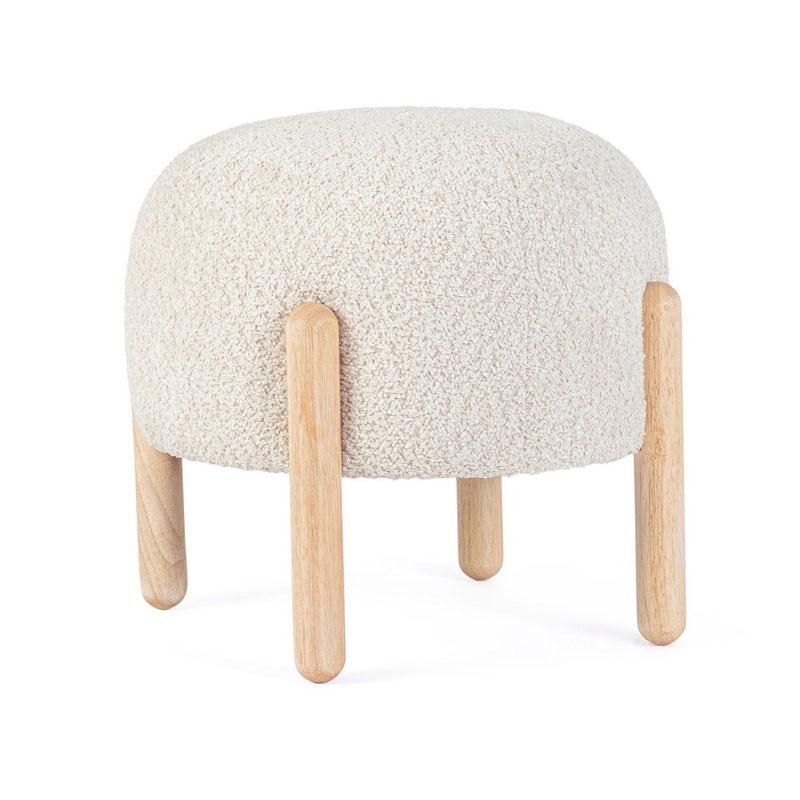 Ottoman in Bouclé Effect Fabric - Dayla | Bizzotto