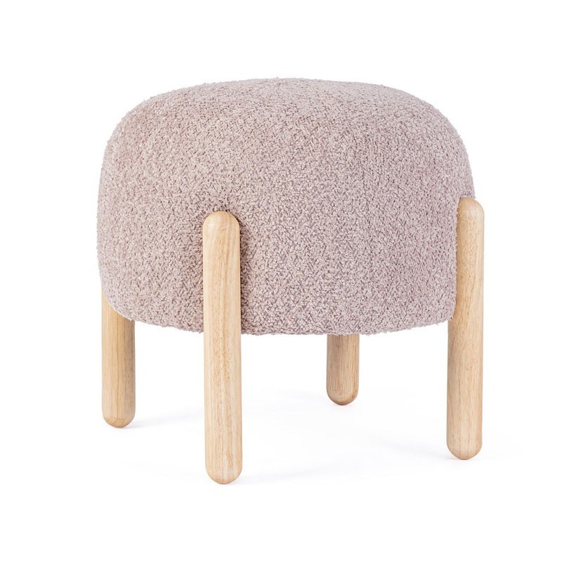 Ottoman in Bouclé Effect Fabric - Dayla | Bizzotto