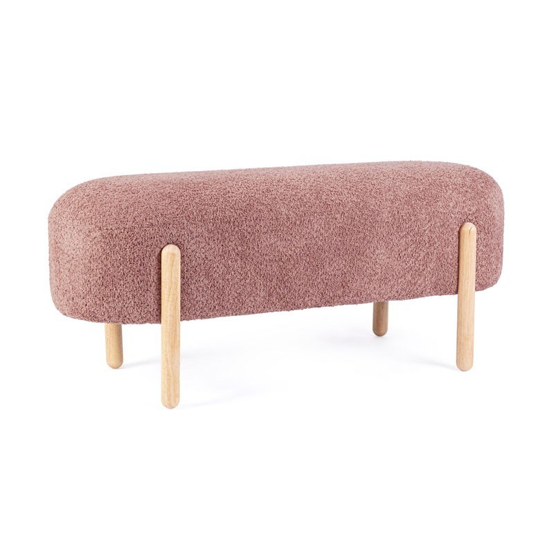 Padded Bench in Bouclé-Effect Fabric - Dayla | Bizzotto