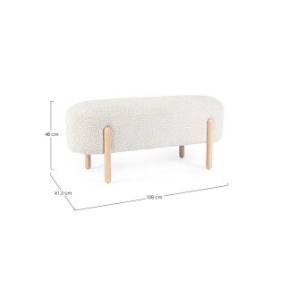 Padded Bench in Bouclé-Effect Fabric - Dayla | Bizzotto