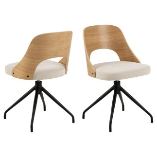Swivel Chair with Wooden Backrest - Lucy | Isarreda