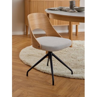 Swivel Chair with Wooden Backrest - Lucy