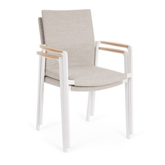 Outdoor Stackable Chair with Wooden Armrests - Jalisco | Bizzotto