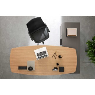 Executive Desk with Shaped Top and Side Cabinet – Pigreco