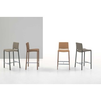 Upholstered Stool with Footrest - Zara
