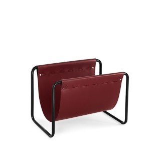 Magazine rack in leather and steel - Lissè | Julia Italia