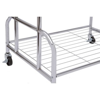 Double Extendable Clothes Rack with Lower Metal Mesh Shelf| Isarreda