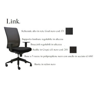 Sedia per Ufficio con Schienale in Rete - Link | Quinti Sedute