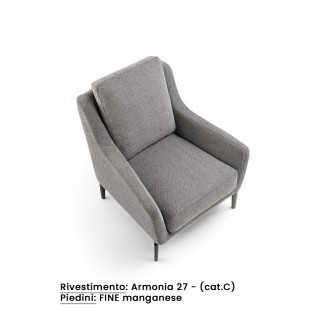 Upholstered Armchair with Armrests and High Backrest - Enie | Samoa Divani