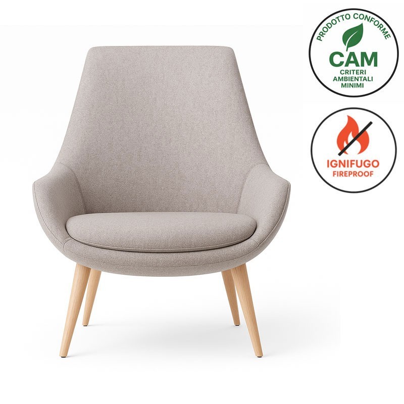 Fire-Resistant and CAM Compliant Lounge Armchair - Crystal | Nahu