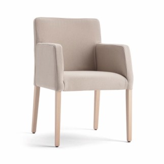 Solid Wood Chair with Armrests and Cushion Seat - Miss | Palma