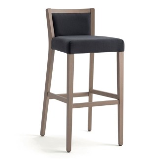 High Wooden Bar Stool with Fabric Cushion Seat - Moma Soft | Palma
