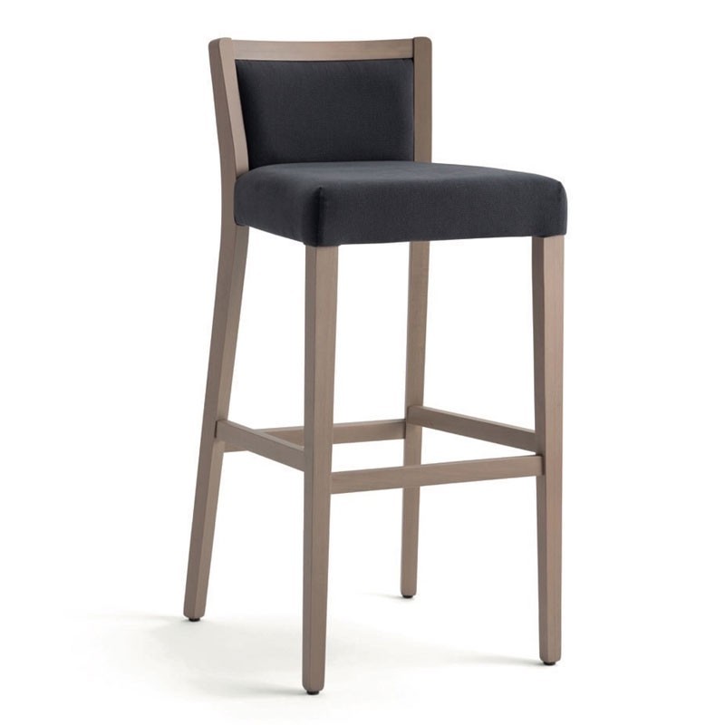 High Wooden Bar Stool with Fabric Cushion Seat - Moma Soft | Palma