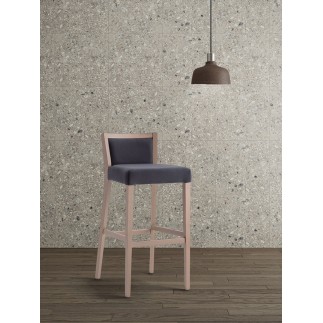High Wooden Bar Stool with Fabric Cushion Seat - Moma Soft