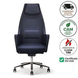Sedia Direzionale in Similpelle Ignifuga Nera - Wrap | Nahu