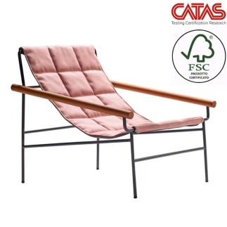 Outdoor Lounge Armchair with Wooden Armrests - Dress Code Glam | Scab